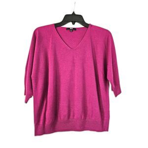 UNIQLO Raspberry Cotton Blend Short Sleeve Wardrobe Staple Sweater Large
